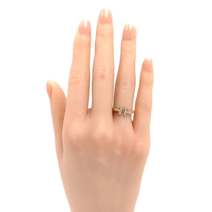 TIFFANY&Co. ティファニー K18PG ピンクゴールド Tワイヤー リング・指輪 ダイヤモンド 11.5号 2.3g レディース【中古】