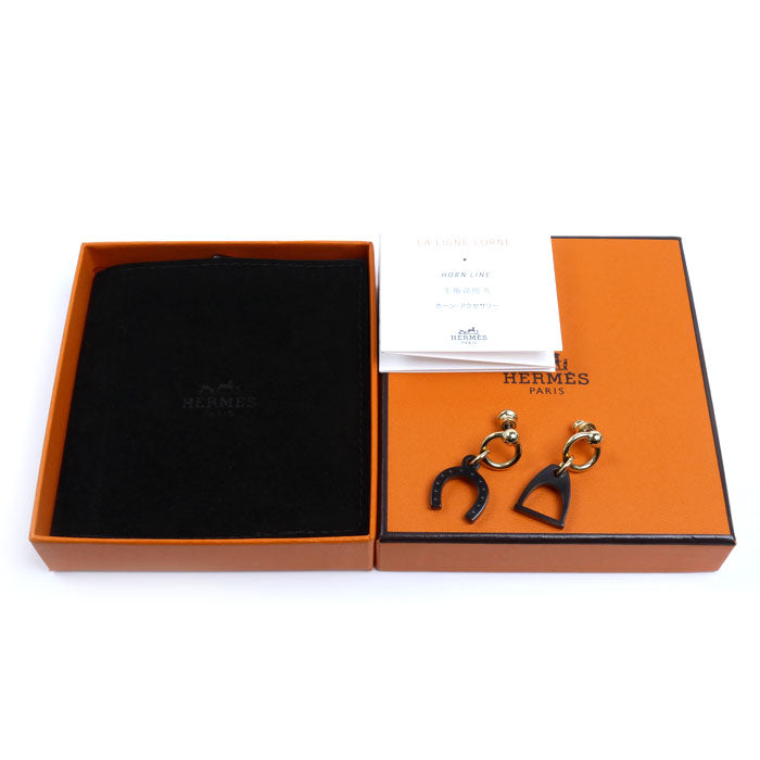 HERMES エルメス GP バッファローホーン アミュレット エスケトル ピアス H057004 レディース【中古】