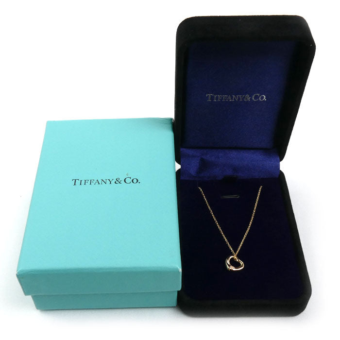 TIFFANY&Co. ティファニー K18PG ピンクゴールド オープンハート 11mm ネックレス ダイヤモンド 2.9g 40cm レディース【中古】【美品】