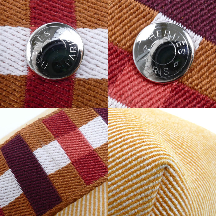 HERMES エルメス ブリッド ア ブラック GM ポーチ オレンジ H103223M ヘリンボーンコットンキャンバス レディース【中古】【美品】