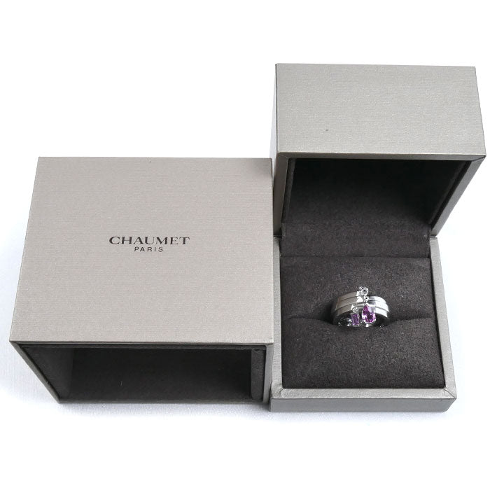 Chaumet ショーメ K18WG ホワイトゴールド フリソン リング・指輪 ピンクサファイア ダイヤモンド 12号 52 13.0g レディース【中古】【美品】