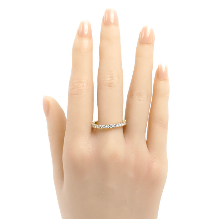 K18YG イエローゴールド フルエタニティ リング・指輪 ダイヤモンド1.37ct 19号 3.0g 大きなサイズ レディース【中古】