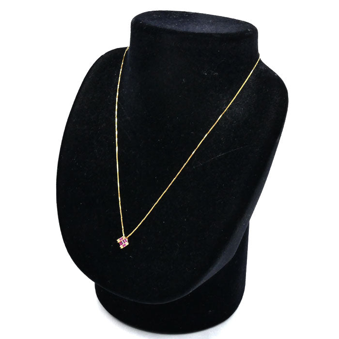 BELLESIORA ベルシオラ K18YG イエローゴールド ネックレス ルビー ダイヤモンド0.06ct 2.5g 40cm レディース【中古】【美品】
