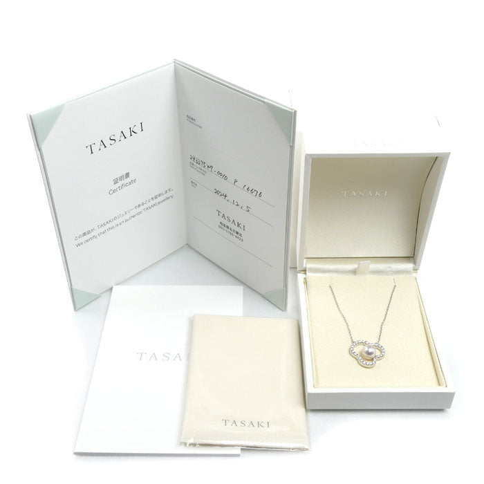 TASAKI タサキ K18WG ホワイトゴールド チャンツ ネックレス P-16676-18KWG アコヤパール約8.0mm ダイヤモンド0.34ct 5.7g 40~45cm レディース【中古】