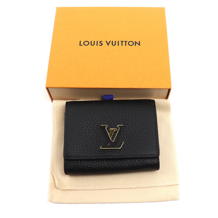 LOUIS VUITTON ルイ・ヴィトン ポルトフォイユ・カプシーヌ タイニー 二つ折り財布 ノワール M12149 IC レディース【中古】【美品】