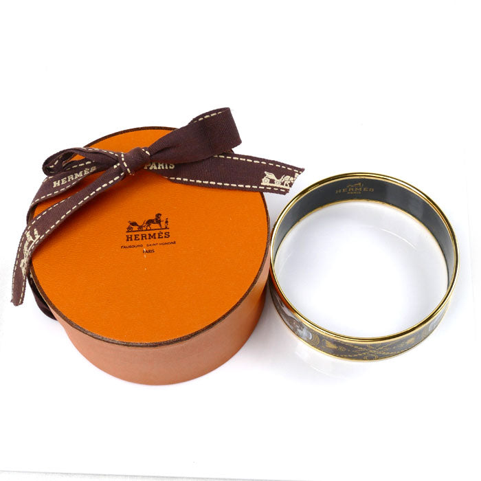 HERMES エルメス 七宝 エマイユGM ホース タッセル バングル レディース【中古】