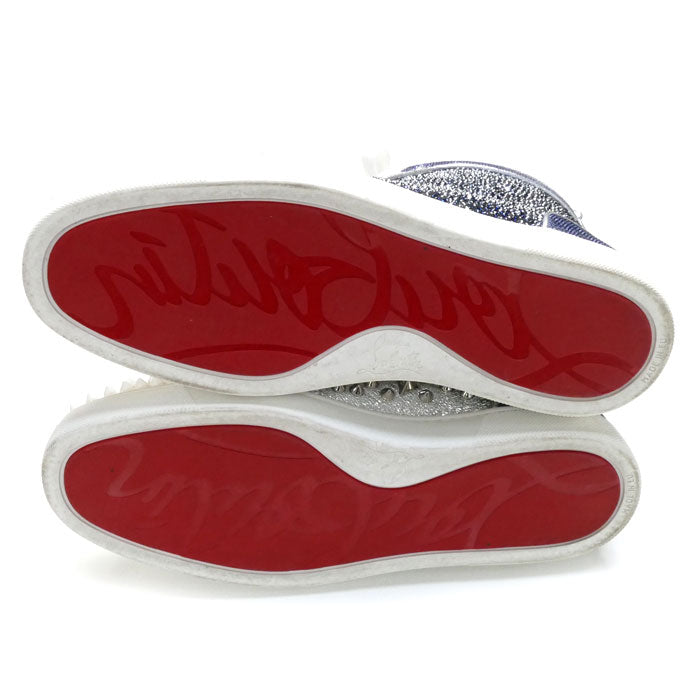 Christian Louboutin クリスチャンルブタン ハイカット スパイク ラインストーン スニーカー ブルー
41 メンズ【中古】