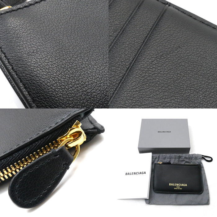 BALENCIAGA バレンシアガ Cash 2.0 ロング コイン&カードホルダー カードケース ブラック 8109022 メンズ【中古】