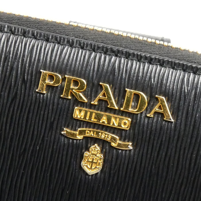 PRADA プラダ 長財布 ラウンドファスナー ブラック 1ML348 レディース【中古】