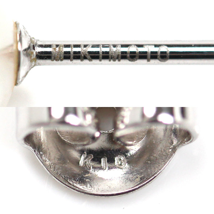 MIKIMOTO ミキモト K18WG ホワイトゴールド ピアス パール約8.0mm 2.4g レディース【中古】【美品】