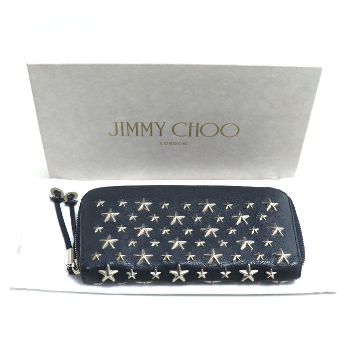 JIMMY CHOO ジミーチュウ フィリパ 長財布 ラウンドファスナー ネイビー 040014 レディース【中古】
