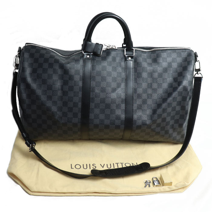 LOUIS VUITTON ルイ・ヴィトン キーポル・バンドリエール 55 ボストンバッグ ダミエグラフィット ブラック N41413 MB4068 メンズ【中古】