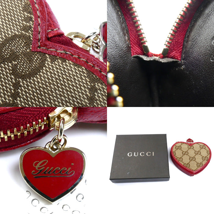 GUCCI グッチ ハート コインケース ベージュ レッド 152615 レディース【中古】【美品】