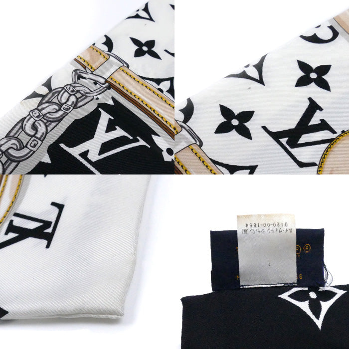 LOUIS VUITTON ルイ・ヴィトン バンドー・モノグラム コンフィデンシャル スカーフ ブラック ホワイト ベージュ M78656 MR0199 レディース【中古】