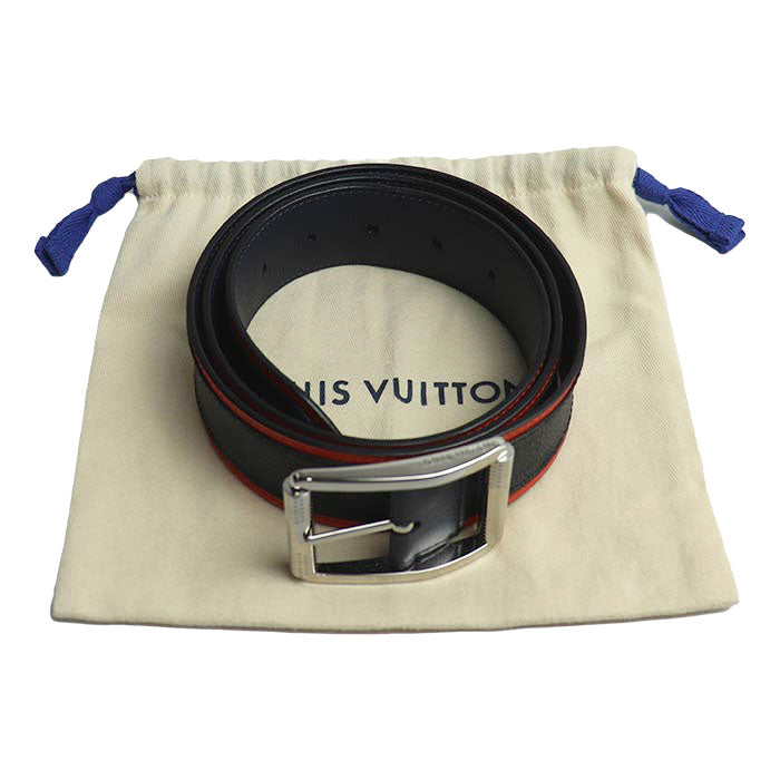 LOUIS VUITTON ルイ・ヴィトン ベルト ダミエ グラフィット グレー/オレンジ M0039 BC1118 メンズ【中古】