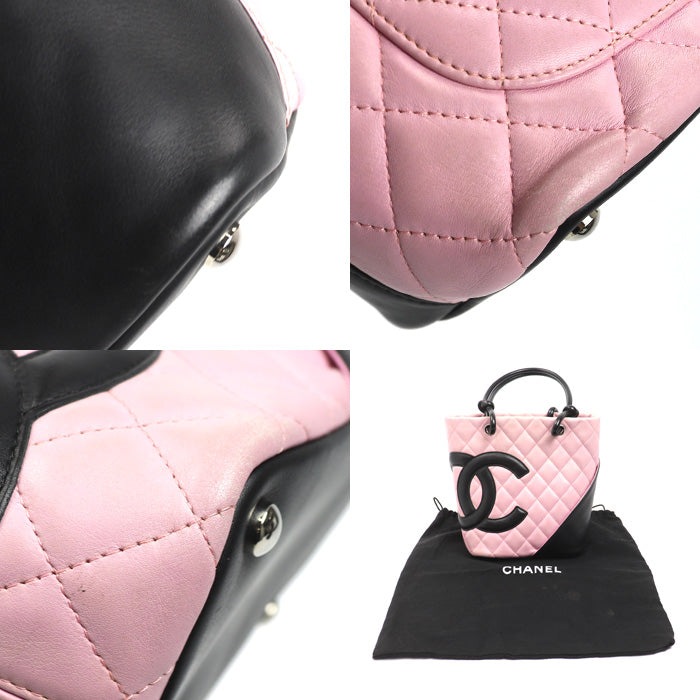 CHANEL シャネル カンボンライン スモール トートバッグ ピンク ブラック レディース【中古】
