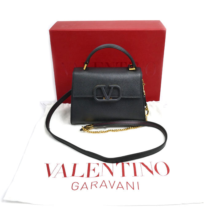 Valentino Garavani ヴァレンティノ・ガラヴァーニ Vスリング スモール 2Wayショルダーバッグ ブラック ZW2B0F53KGW レディース【中古】