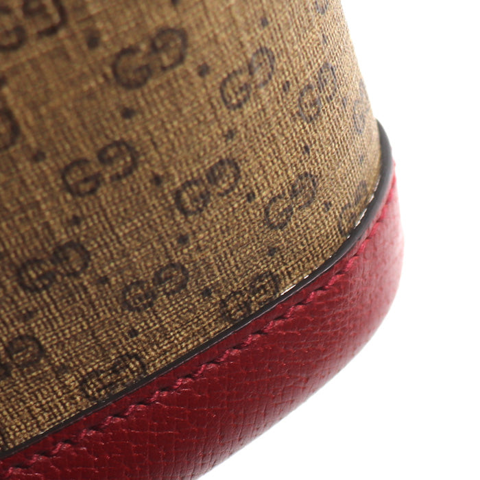 GUCCI グッチ × ドラえもん ミニGGスプリーム ショルダーバッグ ベージュ×ボルドー 647801 ミニバケット レディース【中古】