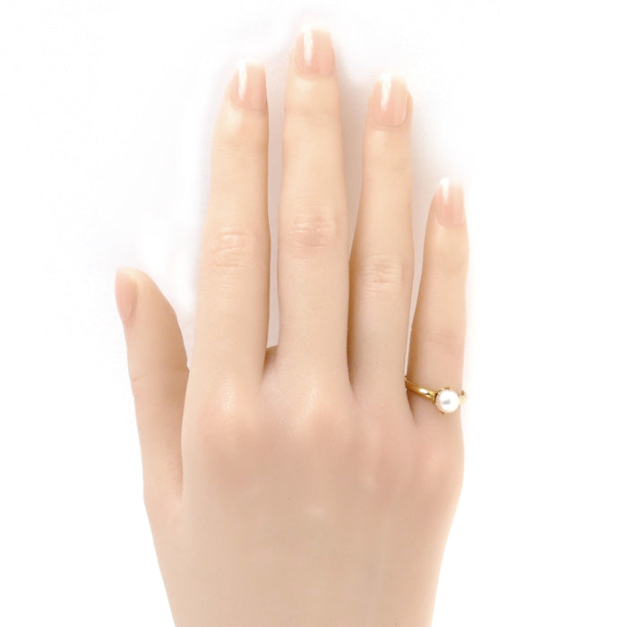 4℃ ヨンドシー K18YG イエローゴールド リング・指輪 アコヤパール約5.8mm 8号 2.2g レディース【中古】【美品】