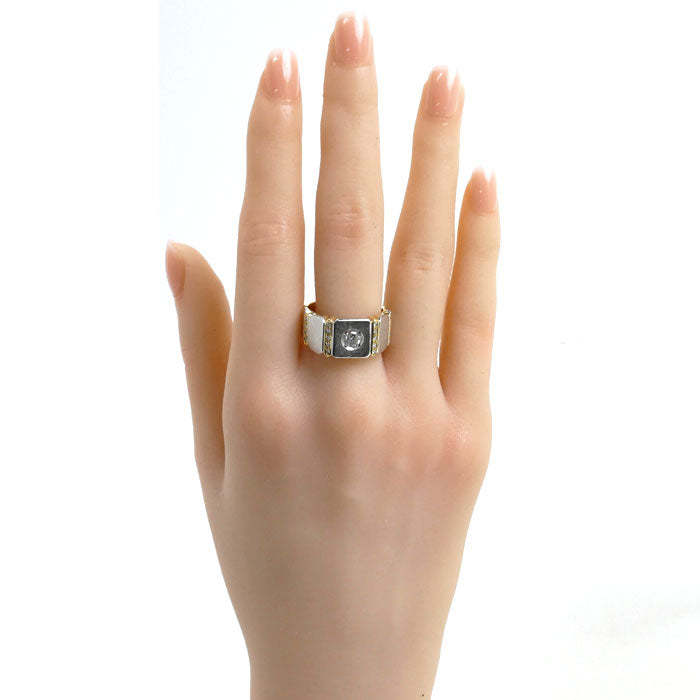 K18YG/Pt900 リング・指輪 ダイヤモンド0.38ct/0.125ct 19号 13.7g メンズ【中古】