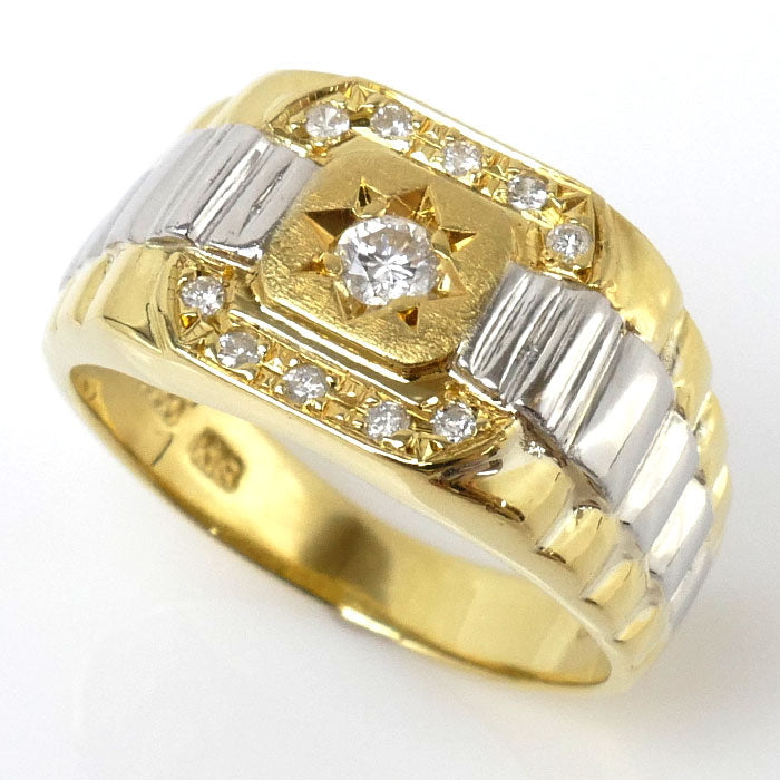 K18YG イエローゴールド Pt900プラチナ リング・指輪 ダイヤモンド0.22