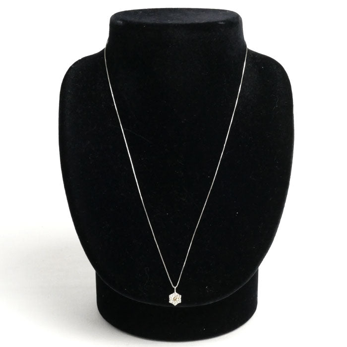 ESTELLE(トップ部分) Pt900プラチナ K18WG ホワイトゴールド ネックレス ベネチアン ダイヤモンド0.31ct 2.8g ~45cm フラワーモチーフ レディース【中古】