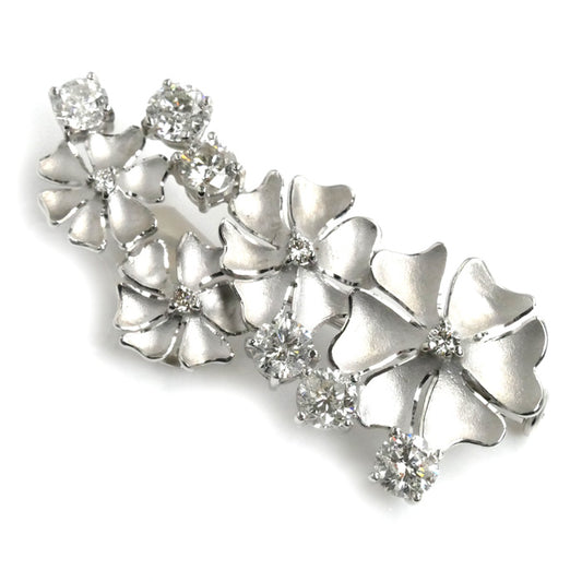 K18WG ホワイトゴールド K14WG ホワイトゴールド フラワー ブローチ ダイヤモンド2.00ct/0.12ct 7.5g レディース【中古】