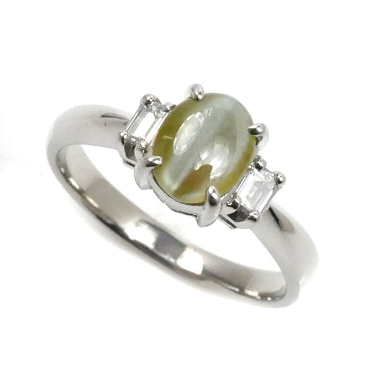 Pt900プラチナ リング・指輪 キャッツアイ1.74ct ダイヤモンド0.21ct 14号 5.2g レディース【中古】