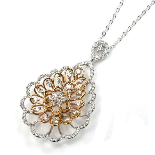 K18WG ホワイトゴールド K18PG ピンクゴールド ネックレス ダイヤモンド2.00ct 10.4g ～45cm フリーチェーン レディース【中古】