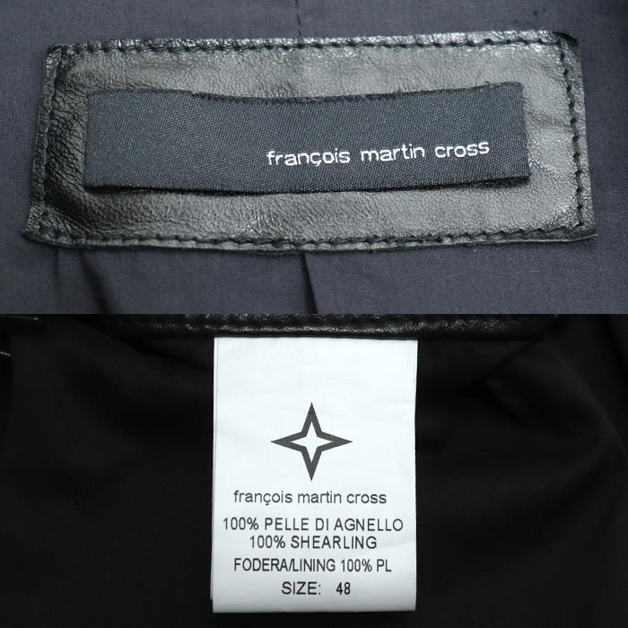 francois martin cross フランソワ マルティン クロス ライダースジャケット ブラック 48 メンズ【中古】