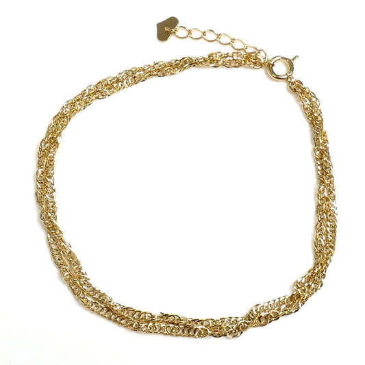 K18YG イエローゴールド ２連 スクリュー ブレスレット 1.3g 16.5～18.5cm レディース【中古】