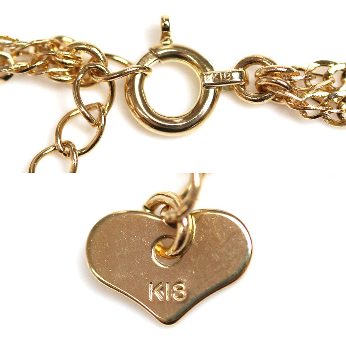 K18YG イエローゴールド ２連 スクリュー ブレスレット 1.3g 16.5～18.5cm レディース【中古】