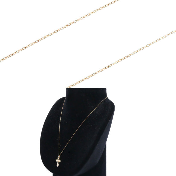 K18PG ピンクゴールド クロス ネックレス ダイヤモンド0.10ct 1.7g 40cm レディース【中古】