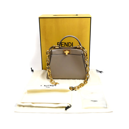 FENDI フェンディ ピーカブー ミニ 2Wayショルダーバッグ ベージュ 8BN244 AF2J F0E65 レディース【中古】
