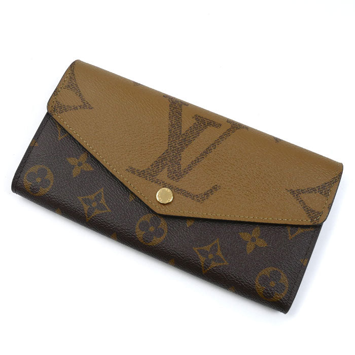LOUIS VUITTON ルイ・ヴィトン ポルトフォイユ・サラ 長財布 モノグラム・ジャイアント リバース ブラウン M80726 IC レディース【中古】【美品】