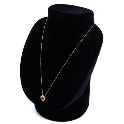 K18PG ピンクゴールド ネックレス ルビー0.60ct ダイヤモンド0.15ct 2.7g ～45cm フリーチェーン レディース【中古】
