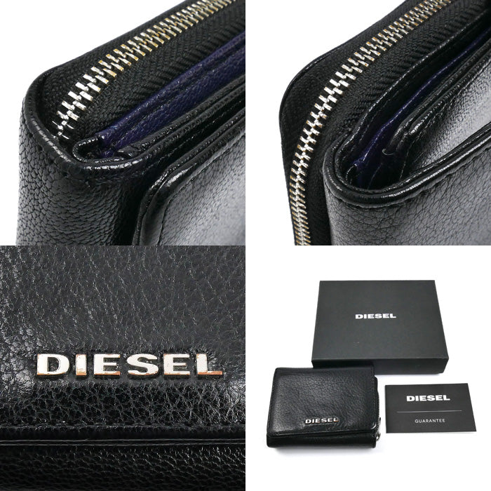 DIESEL ディーゼル 三つ折り財布 ブラック ネイビー X06639 P3043 メンズ【中古】