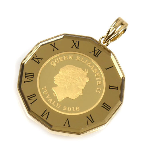 K24YG イエローゴールド K18YG イエローゴールド TUVALU 2016 キャットコイン 1/25oz ペンダントトップ 4.8g 両面ガラス ユニセックス【中古】
