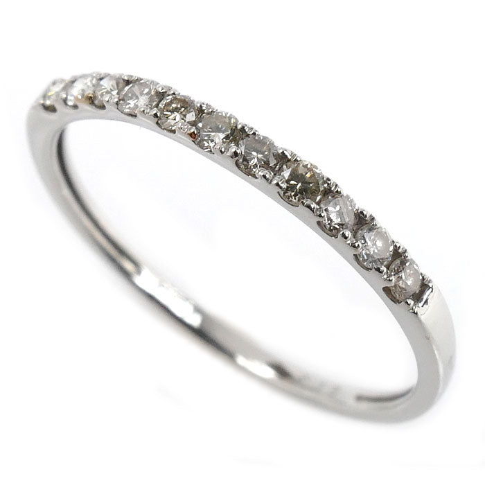 Pt950プラチナ ハーフエタニティ リング・指輪 ダイヤモンド0.15ct 11号 1.1g 重ねつけ レディース【中古】