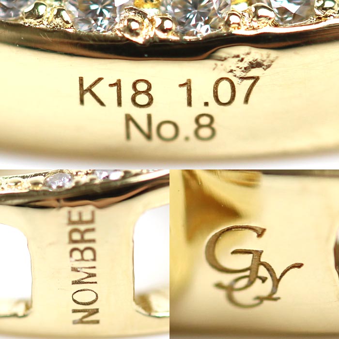 ゆきざき K18YG イエローゴールド NOMBRE No.8 ペンダントトップ Y.NOMBRE.12.6.8.L ダイヤモンド1.07ct 9.8g ユニセックス【中古】
