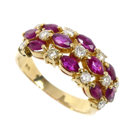 K18YG イエローゴールド リング・指輪 ルビー1.38ct ダイヤモンド0.50ct 15号 5.2g レディース【中古】