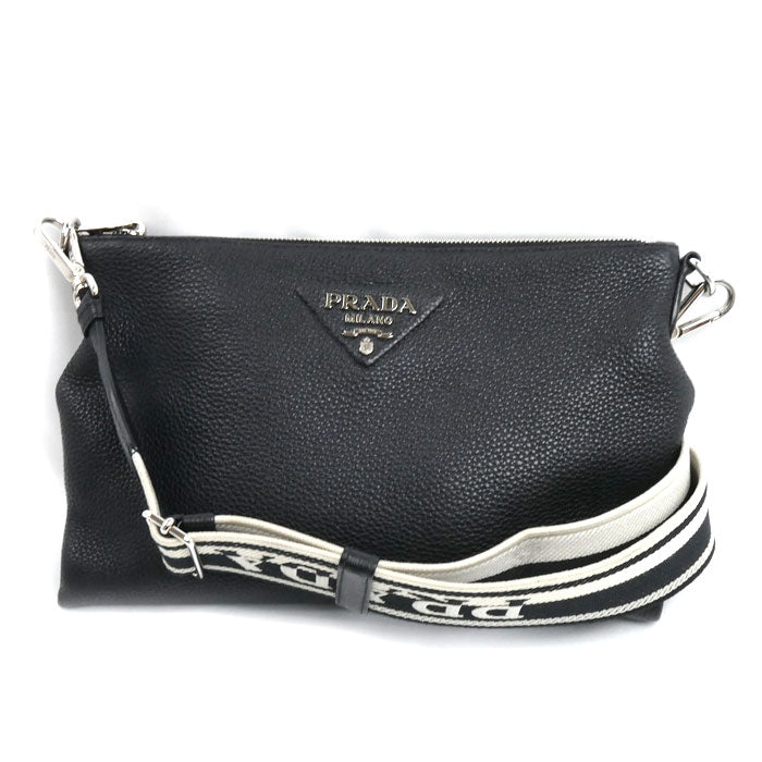 PRADA プラダ ヴィッテロダイノ ソフト ショルダーバッグ ブラック 1BH050 2DKV F0002 ICチップ ユニセックス【中古】