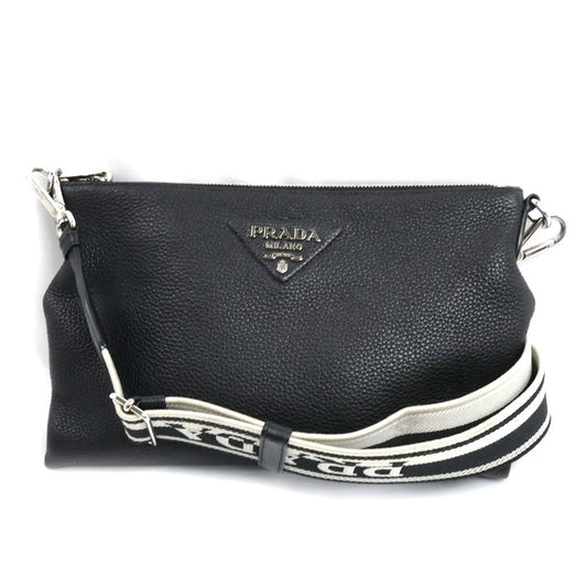 PRADA プラダ ヴィッテロダイノ ソフト ショルダーバッグ ブラック 1BH050 2DKV F0002 ICチップ ユニセックス【中古】