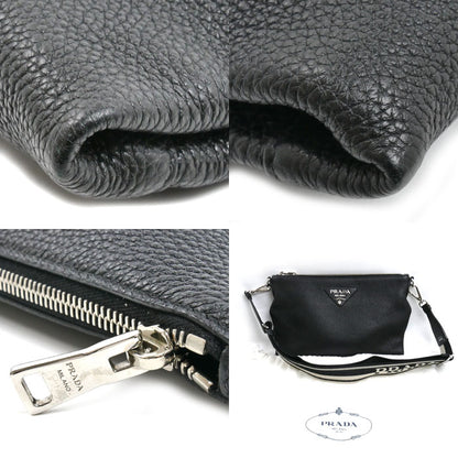 PRADA プラダ ヴィッテロダイノ ソフト ショルダーバッグ ブラック 1BH050 2DKV F0002 ICチップ ユニセックス【中古】