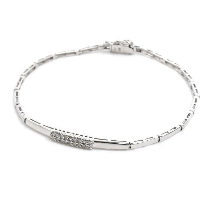 K18WG ホワイトゴールド ブレスレット ダイヤモンド0.18ct 6.7g レディース【中古】【美品】