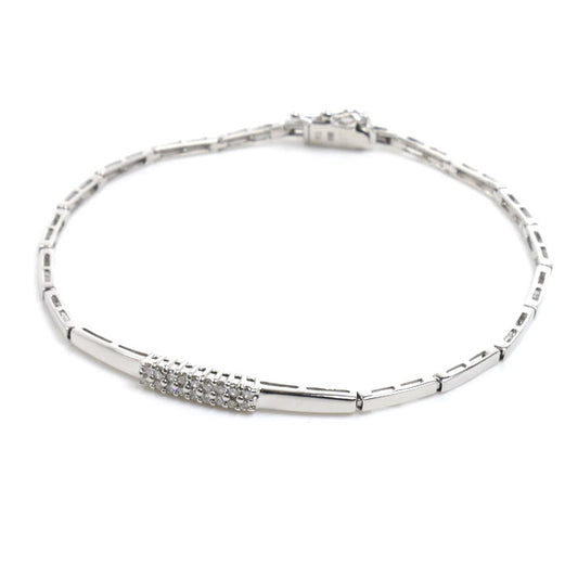 K18WG ホワイトゴールド ブレスレット ダイヤモンド0.18ct 6.7g レディース【中古】【美品】