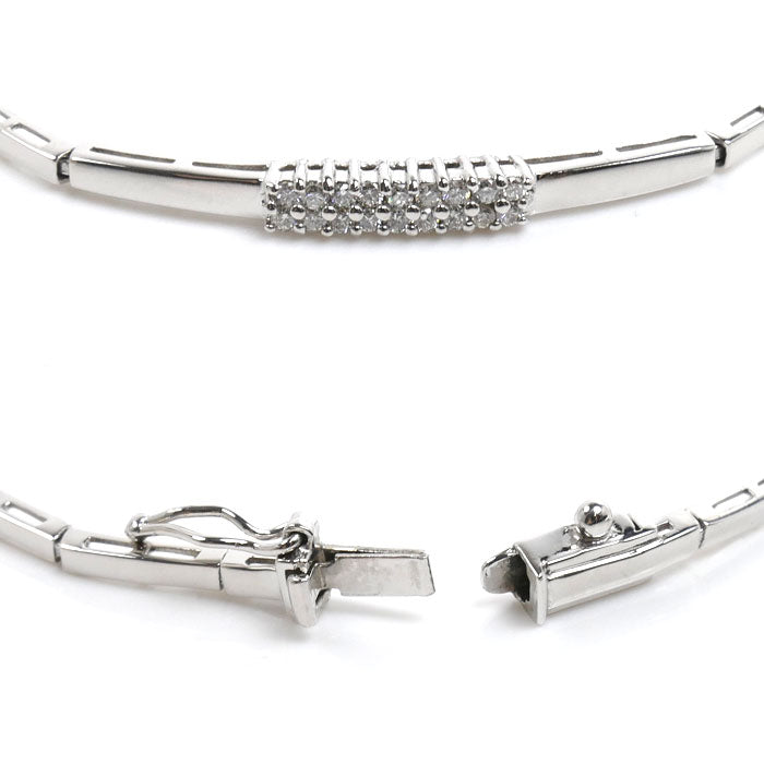 K18WG ホワイトゴールド ブレスレット ダイヤモンド0.18ct 6.7g レディース【中古】【美品】