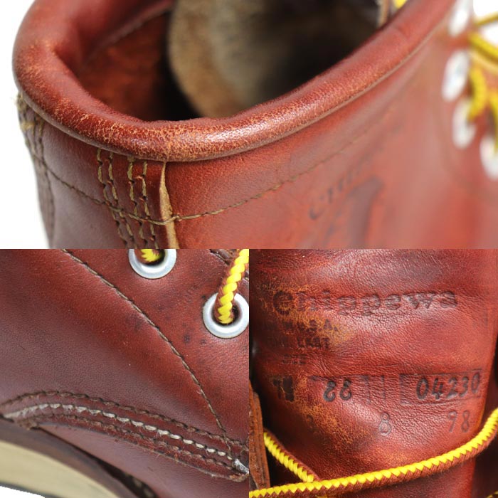 Chippewa チペワ 6インチ モックトゥ ブーツ 赤茶 29493 PORTAGE ORO RUSSETT 7 1/2 EE メンズ【中古】