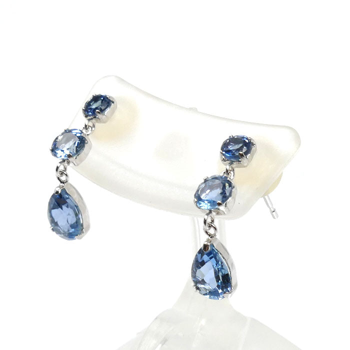 K18WG ホワイトゴールド ピアス ブルートパーズ0.60ct/0.60ct 0.8g レディース【中古】