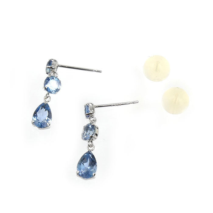 K18WG ホワイトゴールド ピアス ブルートパーズ0.60ct/0.60ct 0.8g レディース【中古】